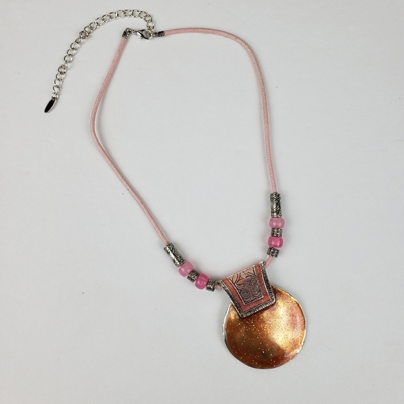 VCLM Boho Medallion Statement Necklace Enameled Beachy - Picture 4 of 10